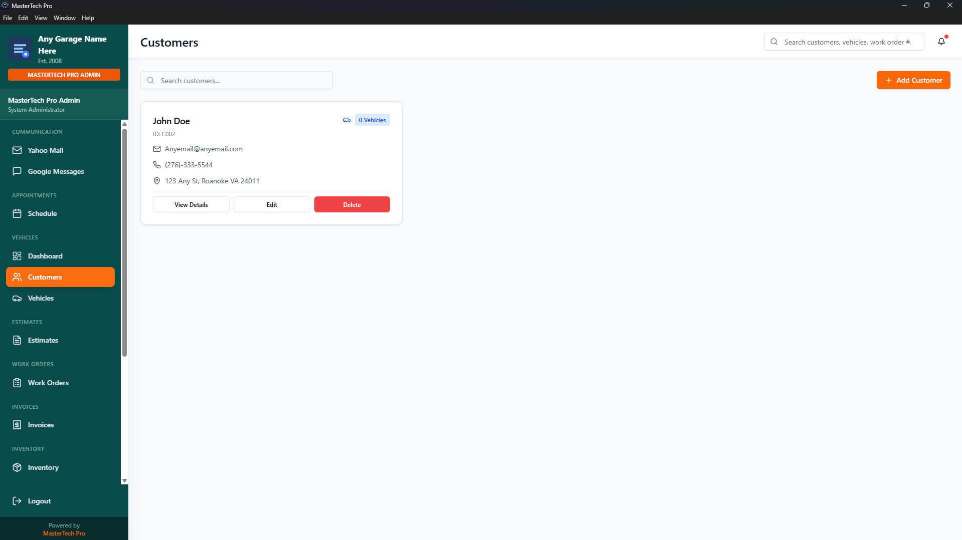 Customer database and relationship records
